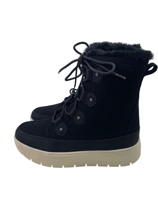 Falls Creek Shoes - Falls Creek Amelia Womens Black Lace-Up Winter Boots With Faux Fur Lining Size 8